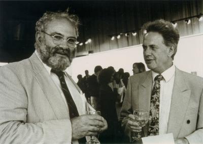 Oliver Sacks and Derek Robinson at Mosaic Vision, San Francisco, 1991