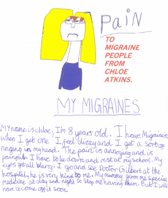 Artwork depicting the experience of auditory migraine aura symptoms.