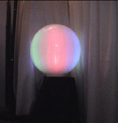 The Audio Aura Ball: an object that changes colour in response to the pitch of music — a visual analogy for auditory-visual synaesthesia.