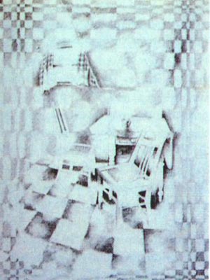 Visual hallucinations of lattice form dimension as seen in migraine aura.